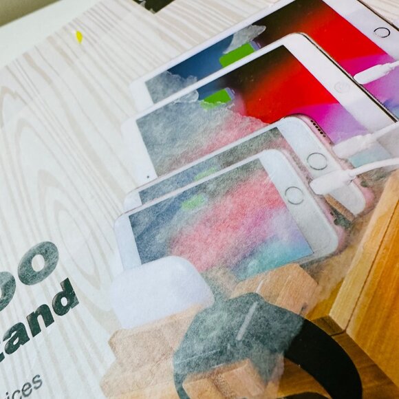 Bamboo Charging Station Multi Device Organizer Stand Space-Saving Design - Picture 12 of 16